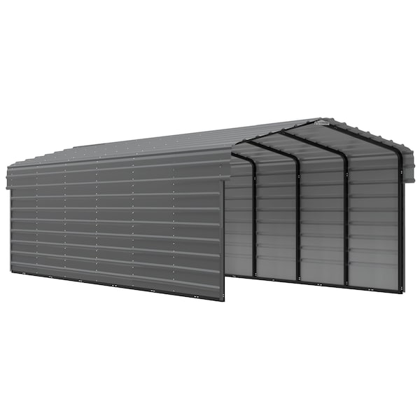 Arrow Storage Products Galvanized Steel Carport, W/ 2-Sided Enclosure, Compact Car Metal Carport Kit, 10'x29'x7', Eggshell CPHC102907ECL2 - main